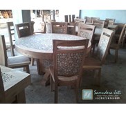 Set Kursi Makan Trembesi Koin Meja Bulat
