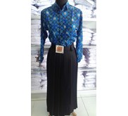 Kemeja Batik Annur Biru SMP Lengan Panjang 