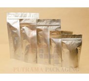 Kemasan Standing Pouch Aluminium Foil Silver 18x29+Zipper