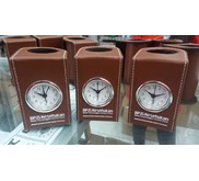 Jam Meja Kulit Sablon Logo BPJS Tenaga Kerja 