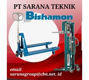 PT SARANA TEKNIK OPK  &  BISHAMON hand pallet spect MADE IN JAPAN STACKER OPK