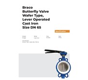 BUTTERFLY VALVE WAFER TYPE LEVER OPT PTFE DN65 BRACO
