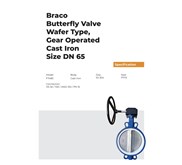 BUTTERFLY VALVE WAFER TYPE GEAR OPT PTFE DN65 BRACO