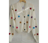 Atasan wanita cardigan rajut motif love