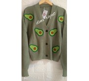 Atasan wanita cardigan rajut motif avocado
