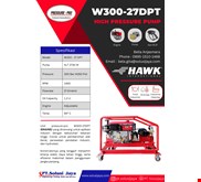 POMPA HYDROTEST - HIGH PRESSURE PUMP HAWK 300 BAR (4350 PSI) 27 LPM 
