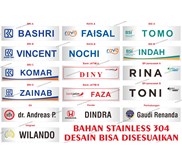 Kerajinan Logam Papan Nama Meja 20 cm Stainless 1 Plat 1 Sisi