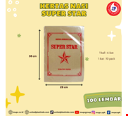 KERTAS NASI SUPERSTAR MERAH 28x38cm ISI 100 LEMBAR