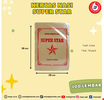 KERTAS NASI SUPERSTAR MERAH 28x38cm ISI 100 LEMBAR