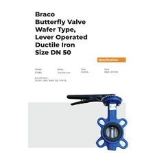 BUTTERFLY VALVE WAFER TYPE DUCTILE IRON 2 inch BRACO
