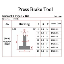 Press Brake Tooling Standard T Type 1V Die TV601