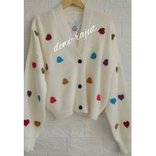 Atasan wanita cardigan rajut motif love