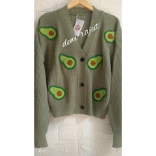 Atasan wanita cardigan rajut motif avocado