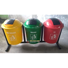 Pusat Tempat Sampah Bulat Tiga Warna 0020 / Tempat Sampah 