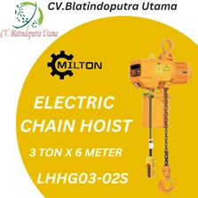MILTON ELECTRIC CHAIN HOIST CAPACITY 3 T X 6 M 3 PHASE 