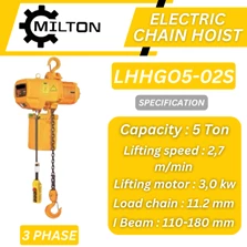MILTON ELECTRIC CHAIN HOIST 5 T X 6 M 3 PHASE