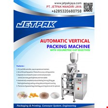 Automatic vertical packing machine with volumetric cup selection