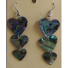 paua shell earring love / anting kerang paua bentuk hati