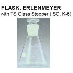 erlenmeyer flask with ts glass stopper (iso, k-6)