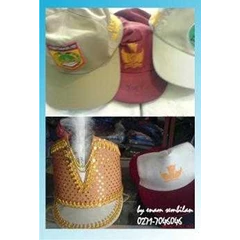 terima pesanan topi sekolah, sabuk, kantor/ instansi, satpam, untuk promosi dll