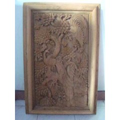 ukiran relief 3d burung merak