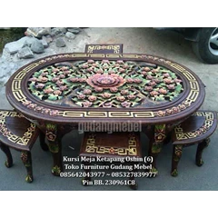 meja osin oval 1 set kursi 6 buah( pusat mebel ukir jepara & minimalis)