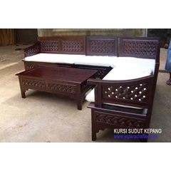 kursi tamu sudut kepang kayu jati