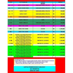 daftar harga bangku/ kursi kantor