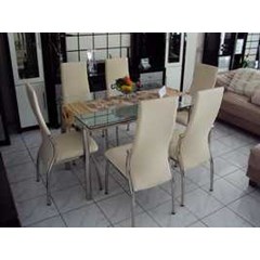 meja kursi makan minimalis stainless steel king