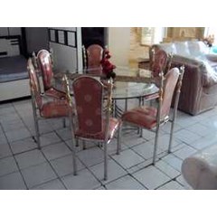 meja kursi makan stainless steel shella