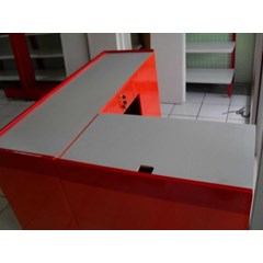 meja kasir kayu