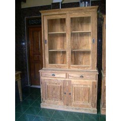 teak reclaimed glass cabinet