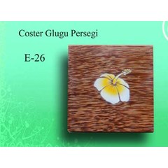 coster isi 6 kelapa kayu persegi