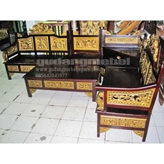 kursi tamu jati sudut mahkota finishing gold