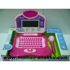 laptop mainan 50 fungsi bahasa indonesia inggris + microphone