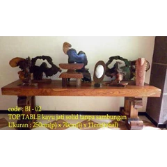 top table kayu jati solid tanpa sambungan ukuran 250 x 70 x 11