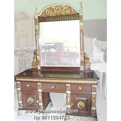 kaca rias atau tolet rahwana finishing warna gold marmer