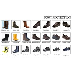 safety shoes, rubber boots