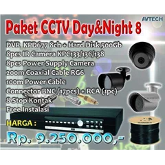 paket murah cctv avtech 8 ch day& night
