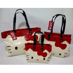 hello kitty red white tote bag with hk face
