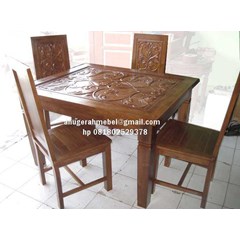 meja makan minimalis bunga lung 4 kursi