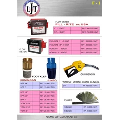 f-1 flowmeter, foot klep, fuller, gun bensin, fill rite