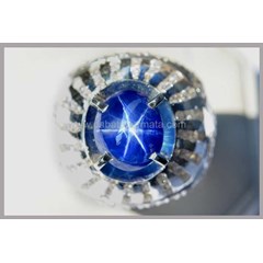 batu mulia royal blue safir sharp star no heat ( sps 117 + sertifikat big)