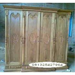 almari pakaian peluru spanyol pintu 4 ukiran kayu jati jepara