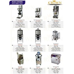 crown meat ball foaming machine, meat ball mixer, potato peeler, sugar cane presser