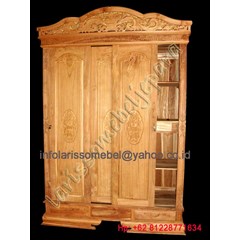 lemari pakaian jati model rahwana 3pintu sleding