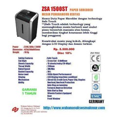 mesin penghancur kertas zsa 1500 st