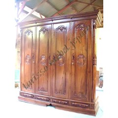 dijual murah lemari pakaian jati model peluru 4pintu