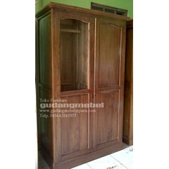 lemari pakaian minimalis pintu 2 kaca