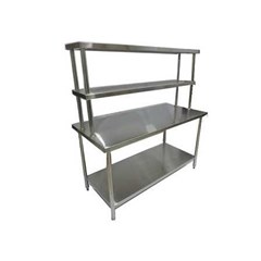 work table with double overshelf